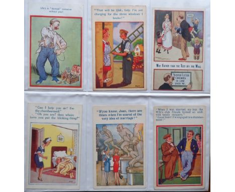 Postcards, Comic, a collection of approx. 276 mixed age cards in modern album, with artists Tempest, Graeff, Fitzpatrick, Cyn