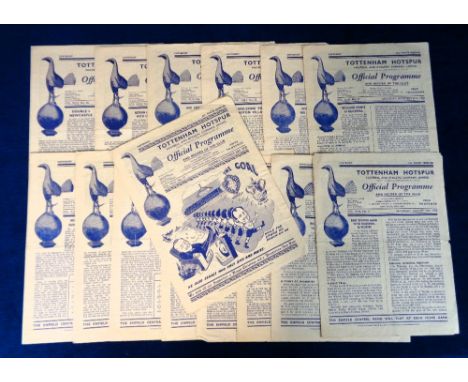 Football programmes, Tottenham Hotspur homes, 1950/51 Division 1 Champions, 15 programmes inc. Blackpool, Bolton, Portsmouth,