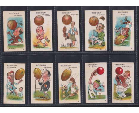 Cigarette cards, Major Drapkin, The Game of Sporting Snap, includes Cricket, Baseball, Golf, Tennis, Boxing etc (set, 40 card