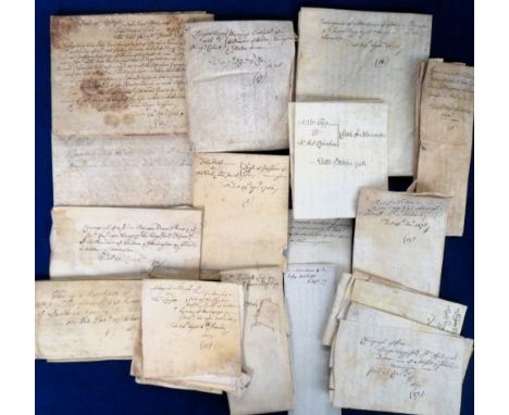 Ephemera, Deeds, Documents and Indentures, Early Shropshire, an historically important group of 16, mostly vellum, property d