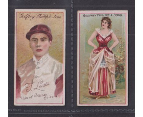 Cigarette cards, Phillips, General Interest Series, two cards, Jockey, T. Loates & Beauty, Phillips Ref. Book item 83, pictur