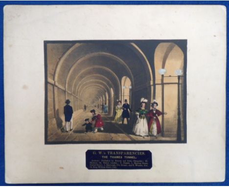 Collectables, G.W.'s Transparencies 'The Thames Tunnel', a Georgian hold to light image of men, women and children walking al