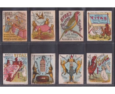 Trade cards, Hyde's Bird Seed, Hyde's Cartoons Advertising Cards, 'M' size 26 different cards, mixed backs including 9 plain 