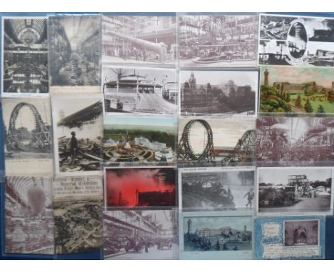 Postcards, Exhibitions, approx. 100 cards to comprise Crystal Palace Exhibition including hold to light (1), fairground rides