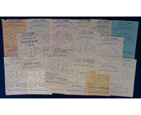 Football programmes, Reading FC, 1944/45, 16 home single sheet programmes, all with slight trim to top edge v Arsenal FLS &am