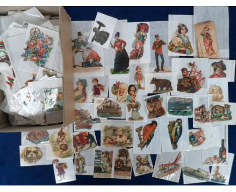 Ephemera, Victorian Scraps, approx. 700 scraps to include anthropomorphic, cats, dogs, rabbits, pigs, crests, farm machinery,