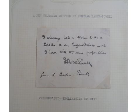 Scouting, Autograph, General Baden-Powell signed musing 'I always had a desire to be a soldier or an engine driver - as I hav