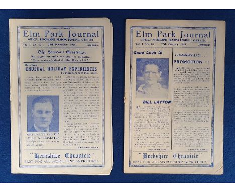 Football programmes, Reading Reserves v Tottenham Reserves, 1946/7, two programmes, 25 December 1946 Combination League &amp;