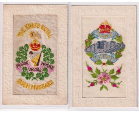 Postcards, Silks, 2 regimental embroidered silks for the Tank Corps showing WW1 tank between text and crown above; and The Ki
