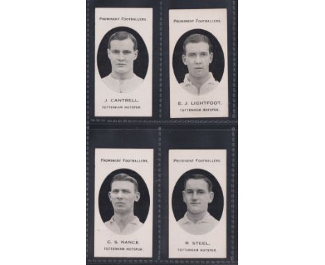 Cigarette cards, Taddy, Prominent Footballers (London Mixture), Tottenham Hotspur, 4 cards, J. Cantrell, E.J. Lightfoot, C.S.
