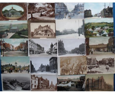 Postcards, Lancashire, a Bury and Oldham selection of approx. 66 cards with RPs of Market Place Bury, bungalow Rivington, The