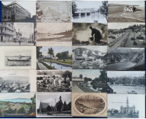 Postcards, New Zealand, a collection of approx. 52 cards, with street scenes and views of Bluff (RP), Princes St Dunedin, Lak