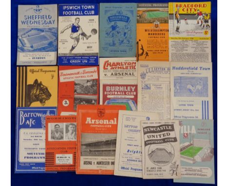 Football programmes, a collection of 40+ 1950's programmes inc. Sheffield Weds v Everton FAC 53/54, Ipswich v Bury 54/55, Hul
