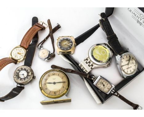 A c1950s Avia 9ct gold mid-sized gentleman's wristwatch and other watches, including a 9ct gold Buren Grand Prix, a silver hu