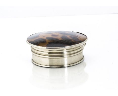 A George V silver ring or trinket box from Asprey, having tortoiseshell to lid, Birmingham 1924, 6.5cm 