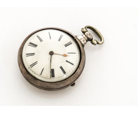 A George III silver pair cased pocket watch by GE Harrison, 55mm outer case, London 1816 