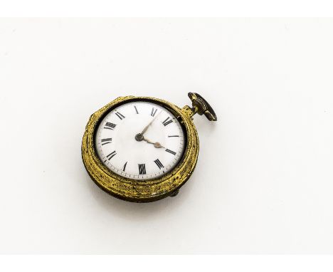 A Georgian gilt pair cased pocket watch by Adam Parker of London, the outer 48mm case with the rear painted moss and lacquere