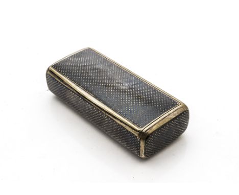 A late 19th Century continental silver snuff box, rectangular with chequered Niello work to outer, gilt interior, bearing a p