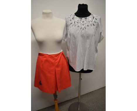 A 1960s red St Michaels mini skirt with anchor detail and a white blouse of similar age.