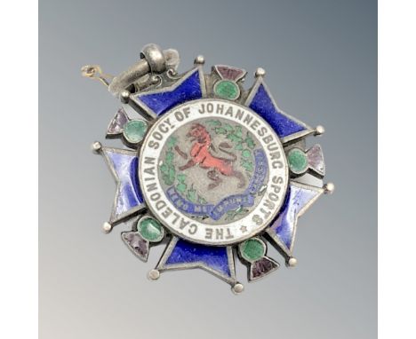 A silver and enamel medal for the Caledonian society of Johannesburg