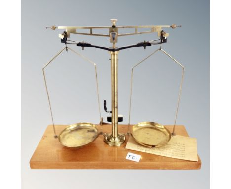 A set of antique brass chemist's scales 