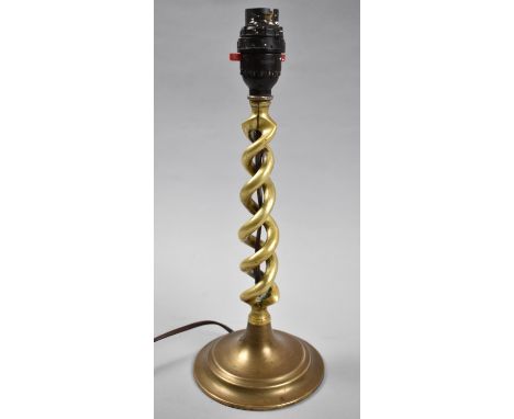 A Vintage Brass Open Spiral Table Lamp Base, 33cm high 