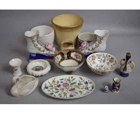 A Collection of Various Ceramics to include Continental Novelty Bisque Ornament in the Form of Shoes, Minton Haddon Hall Item