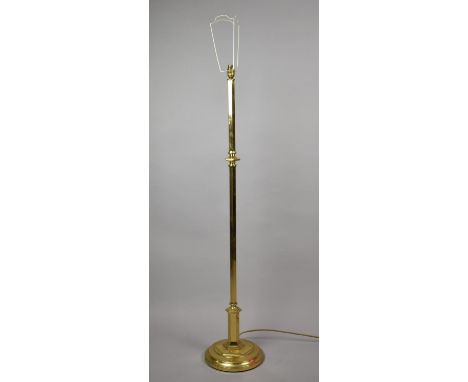 A Mid 20th Century Brass Standard Lamp with Hexagonal Support on Circular Base 