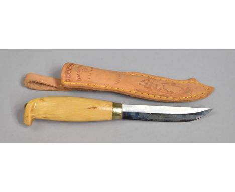 A Modern Finnish Hunting Knife with Leather Scabbard by J Marttiini 