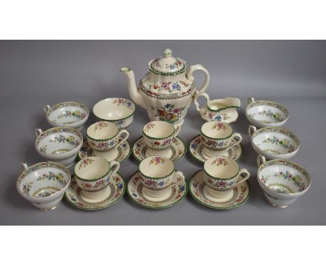 A Copeland Spode Chinese Rose Pattern Coffee Set together with Six Foley China Ming Rose Tea Cups 