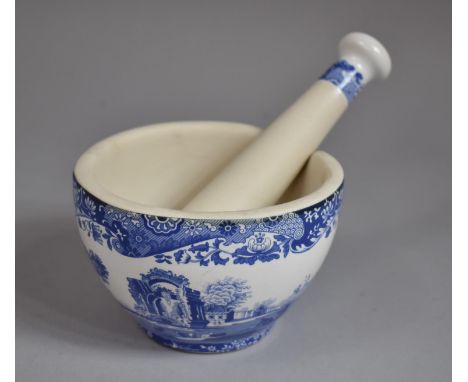 A Modern Spode Blue Italian Pestle and Mortar, 12.5cm Diameter 