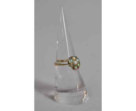 A 9ct gold and Silver Opal and Garnet Dress Ring, Late Victorian, 2.2g 