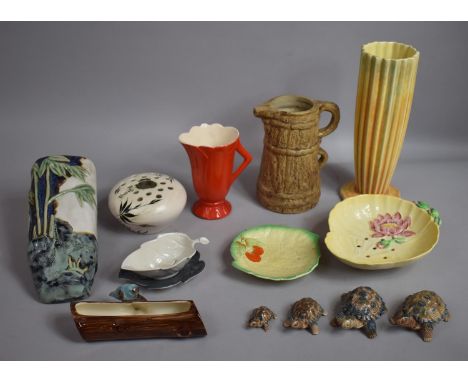 A Collection of Various Mid 20th Century and Later Ceramics to include Beswick Shaped Vase, Red Glazed Vase, Wade Tortoise Or