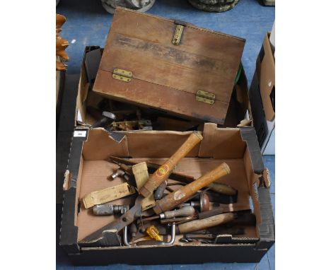 A Collection of Various Vintage Tools to Include Riveting Machine with Rivets, Planes etc 