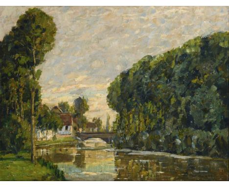                     NAGEL,             Wilhelm(1866 Mannheim - 1945 Baden-Baden)    "Alb bei Karlsruhe"Öl/Malkarton. Rechts u