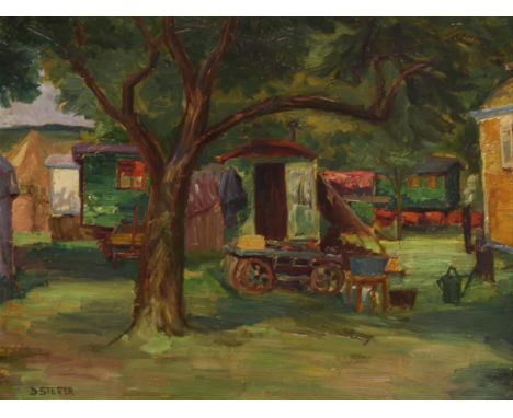                    STETTER,             D.    ZirkuswagenÖl/Malkarton. Links unten signiert. 37 x 49 cm. Gerahmt52 x 64 cm. 