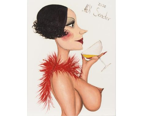                     SANDER,             Alek    Frauenakt mit GlasÖl/Papier. Rechts oben signiert. Datiert: 2020. 40 x 30 cm.