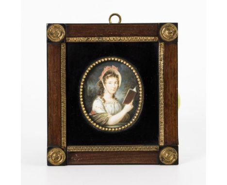 Miniatur: Dame mit BuchSigniert, verso bezeichnet/datiert: 1796.                     HORNEMANN,             Christian(1765 in