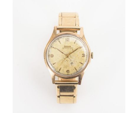             Goldene Herrenarmbanduhr "Antimagnetique"Doxa. Ca. 1960er Jahre. 14 k gepunzt, mit Schweizer Beschauzeichen, Gehä