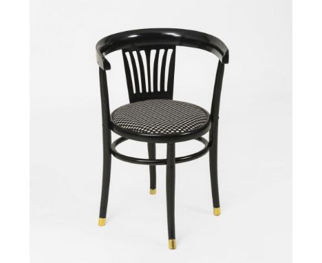 Bugholz-FauteuilJacob und Josef Kohn, Wien. Brandmarke "J&amp;J Kohn", Papieretikett. Um 1900.             Buche, schwarz gef