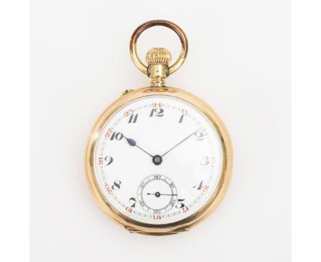             Goldene TaschenuhrGlocken-Union, Dürrstein &amp; Co. Schweiz, um 1910. Gehäusenr. 18748. Gemarktes Dreiviertelpla