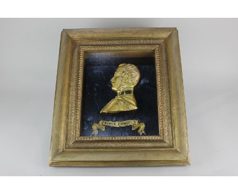 A Victorian profile of Prince Albert, in gold raised relief, titled Prince Consort, in gilt glazed frame 46cm by 40.5cm