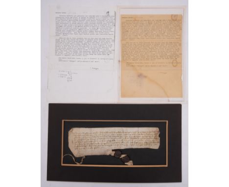 A 15th century ship's Indenture for the 'George of Tynbygh' circa 1413: Latin manuscript on vellum with two wax seals beneath