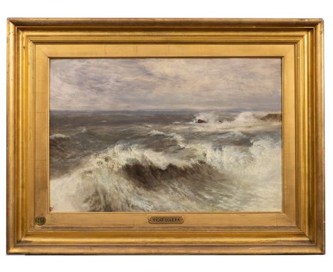 George Vicat Cole (British, 1833-1893) Seascape with choppy waves monogrammed lower left oil on board 38.5 x 58.5cm