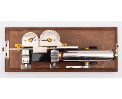 Louis Schopper ,Leipzig. A  paper tensile strength gauge:  signed as per title with plated  scales and fittings on a black la