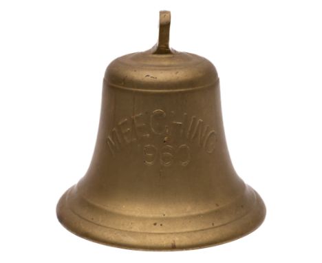 The ship's bell from the British Transport Commission Tug 'Meeching', 1960: the 8 inch bell with arched suspension over body 