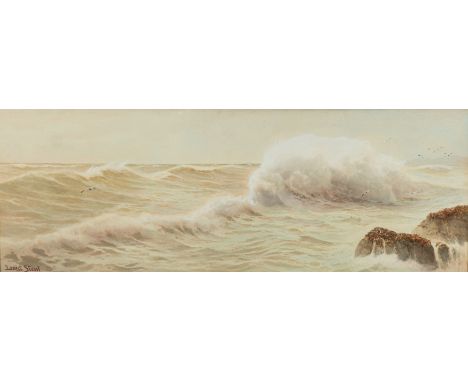 Ernest Stuart (British, fl. circa 1889-1915)Seascape with gullssigned lower leftwatercolour on paper36 x 82cm