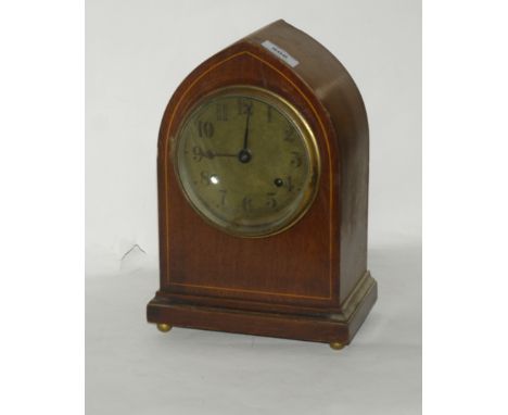 An Edwardian inlaid mantle clock, 30cm high Condition Report: Available upon request
