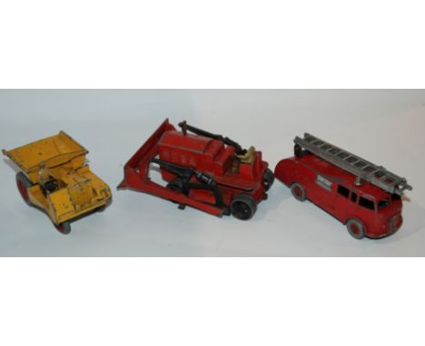 A collection of Dinky models including Fire Engine, Blaw Knox, Muir-Hill Dumper etc Condition Report: Available upon request