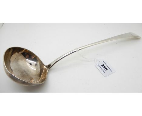 A silver soup ladle, rubbed Edinburgh marks, 33cm long, 199gms Condition Report: Available upon request